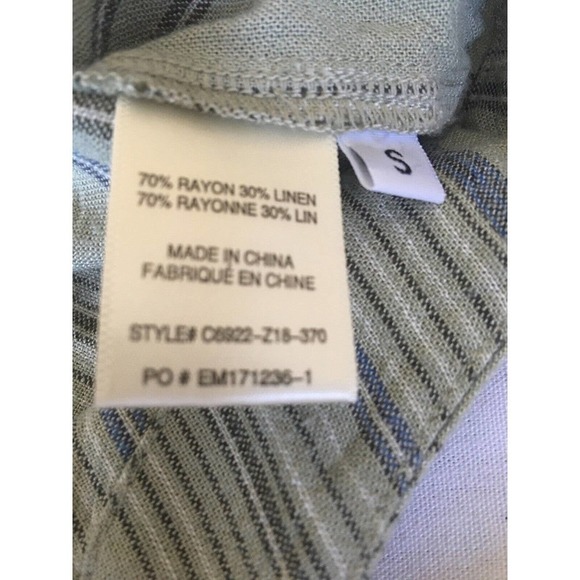 Anthropologie Cloth & Stone Dress Sz Small Green Short Sleeve Buttons Hi Lo Hem - Picture 11 of 12